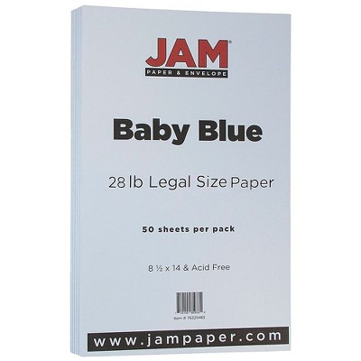 JAM Paper Legal Matte 28lb Paper 8.5 x 14 Baby Blue 50 Sheets/Pack 76329463