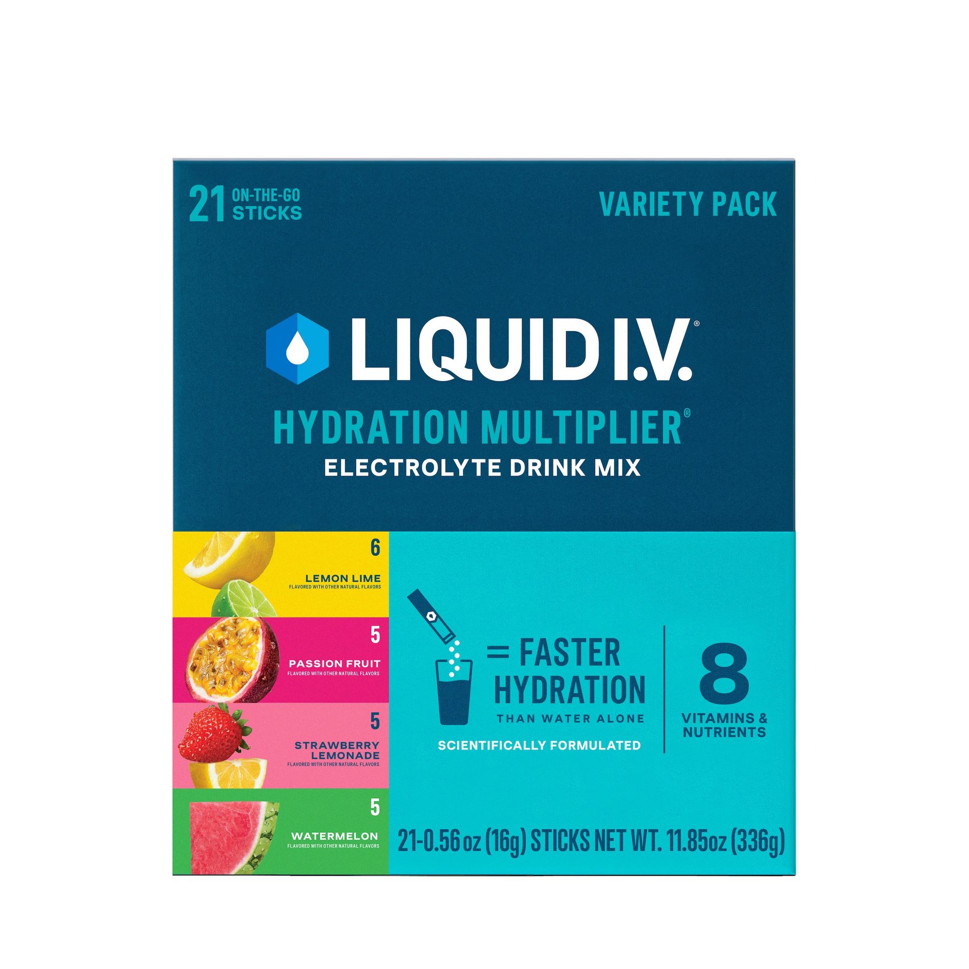 Liquid I.V. Hydration Electrolyte Powder Supplements - Variety Pack - 11.85oz/21ct: Non-Caffeinated Drink Mix, 4 Flavors
