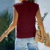 Women's Cap Sleeve Knit Pullover Sweater Crew Neck Tank Tops - 2 of 4