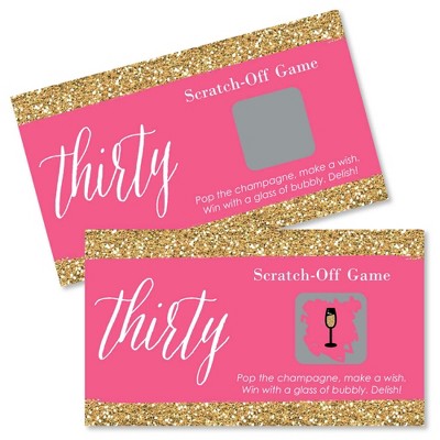 Big Dot of Happiness Chic 30th Birthday - Pink and Gold - Birthday Party Game Scratch Off Cards - 22 Count