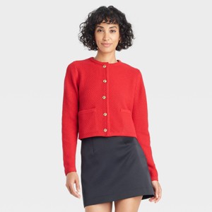 Women's Ribbed Cuff Button-Front Cardigan - A New Day™ - 1 of 3