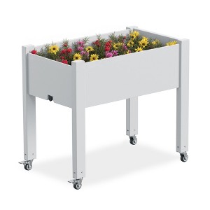 VisioGear Raised Garden Bed, Rectangle Planter with 4 Wheels, Mobile Garden Planter for Backyard, Grey, 48"*24"*33" - 1 of 4