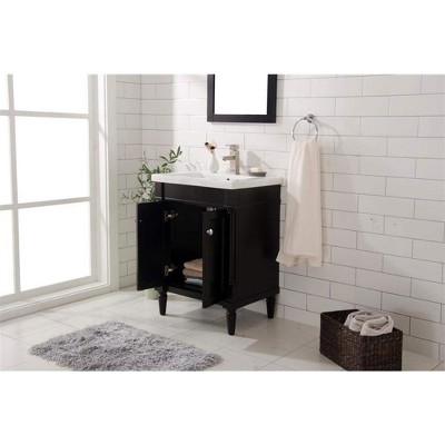 Espresso 24" Single Vanity with White Ceramic Sink and Metal Hardware