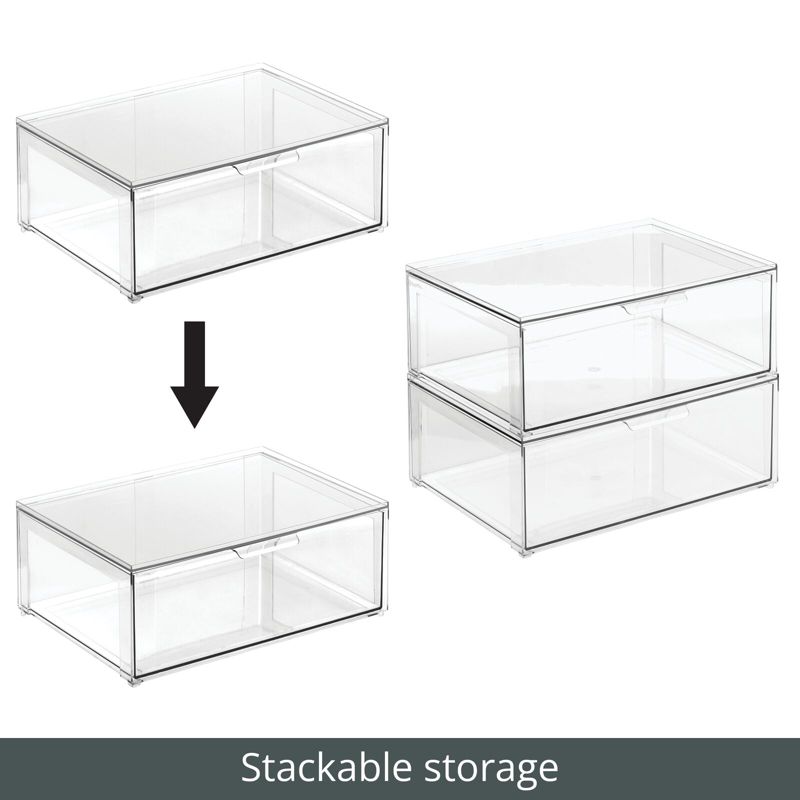 mDesign Plastic Stacking Closet Storage Organizer Bin with Drawer, 4 of 9