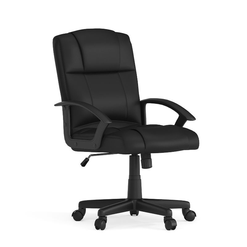 Flash Furniture Coffman Flash Fundamentals Mid-Back Black LeatherSoft-Padded Task Office Chair with Arms, 1 of 17