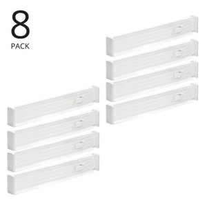 mDesign Expandable Adjustable Kitchen Drawer Divider, Foam Ends, 8 Pack, White - 1 of 4