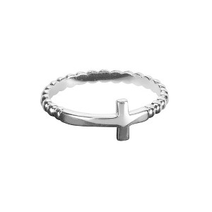 Dicksons 35-8349 Horizontal Cross Ball-Style Band Silver Plated Metal Women's Fashion Ring, Size 6 - 1 of 1