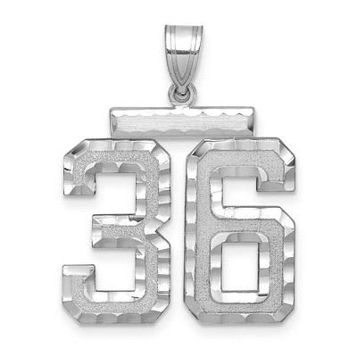Black Bow Jewelry 14k White Gold, Varsity Collection, Large D/C Pendant, Number 36
