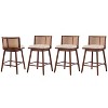 Christopher Knight Home Nilo Modern Woven Rattan Rubberwood Upholstered Counter Stools with Rattan Curved Backrest (Set of 4) - 2 of 4