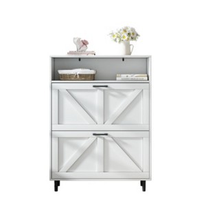 TIRAMISUBEST Farmhouse Shoe Cabinet - Barn Door, 2 Flip-Down Drawers (31"W x 44"H) - 1 of 4