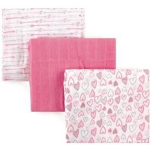 Luvable Friends Baby Girl Muslin Cotton Swaddle Blanket, Love, One Size - 1 of 1