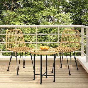vidaXL Patio Chairs 2 Pcs, Patio Dining Chair Set of 2, All-Weather Woven Rattan Wicker Chair for Outdoor Balcony Lawn Backyard Pool, PE Rattan - 1 of 4