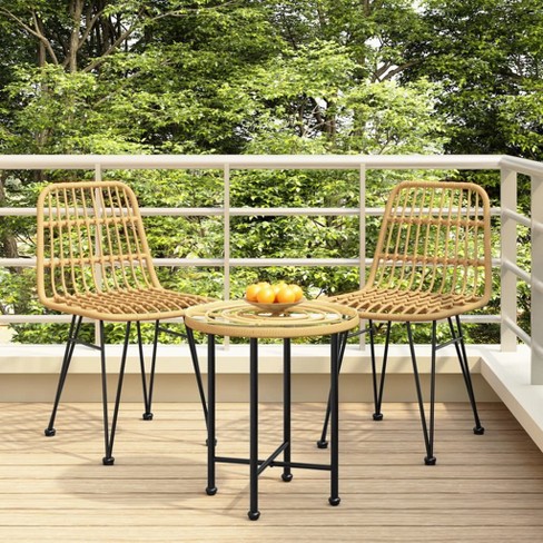 Vidaxl Patio Chairs 2 Pcs Patio Dining Chair Set Of 2 All weather Woven Rattan Wicker Chair For Outdoor Balcony Lawn Backyard Pool Pe Rattan Target