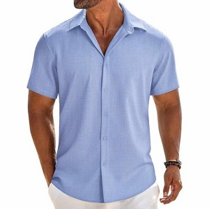 COOFANDY Button Down Shirt Short Sleeve Casual Shirts Linen Shirts - 1 of 4