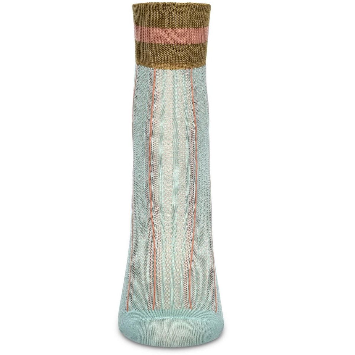 Memoi Women's Sheer Openwork Retro Stripe Anklet Socks - thumbnail 7