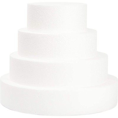 Bright Creations  4-Pack White Round Foam Cake Dummy for Party Decorations and Wedding Display (4 Sizes)