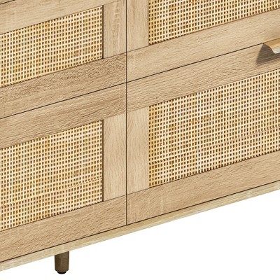 NicBex Rattan Dresser with 6 Drawers for Bedroom,Modern Style Rattan Drawers with Metal Pulls,Dressers for Kids Room,Living Room,Entry and Hallway