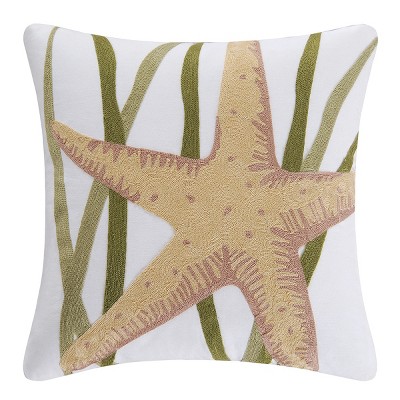 C&F Home Starfish Tan Coastal Cotton Chain Stitch Pillow