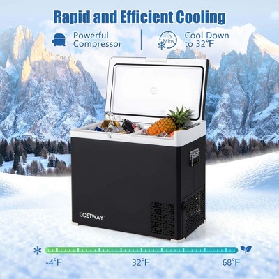 Costway 53QT Black Portable Car Refrigerator with Adjustable Temperature