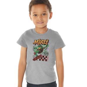 Teenage Mutant Ninja Turtles: Mutant Mayhem Skater Mikey Kids T Shirt For Toddlers, Athletic Heather - 1 of 4