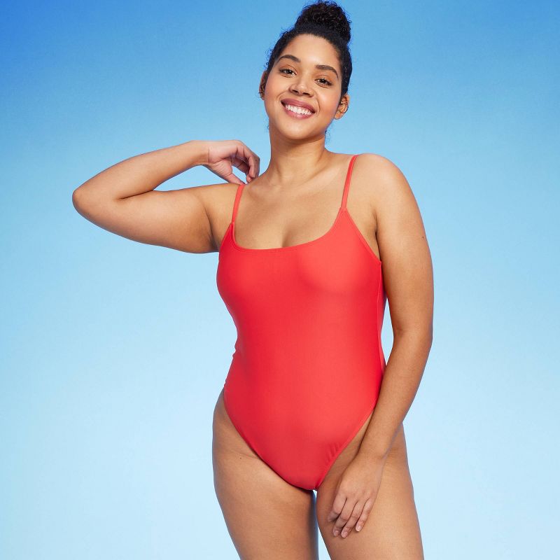 Women's High Leg Cheeky Scoop Back One Piece Swimsuit - Wild Fable™, 5 of 9