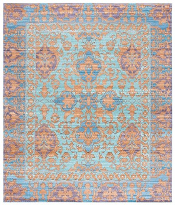 Hand-Knotted Blue and Gold Synthetic 8' x 10' Area Rug