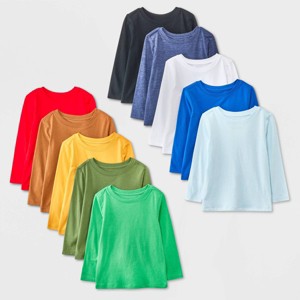 Toddler Boys' 10pk Long Sleeve Solid T-Shirt - Cat & Jack™ - 1 of 3