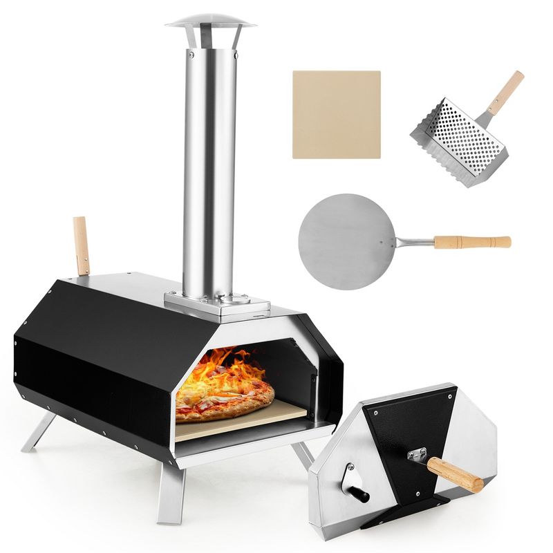 Costway Outdoor Pizza Oven Machine 12'' Pizza  Grill Maker Portable with  Foldable legs, 1 of 11