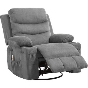 Coucheta 360° Swivel Recliner Chair - Massage & Heat, Oversized Rocking Recliner with Cup Holders (33"W) - 1 of 4