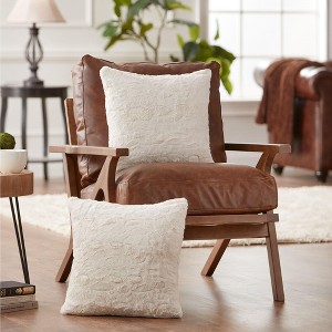 Chanasya Wolf Faux Fur Square Throw Pillow Covers - 2 Pieces - 18" x 18” - 1 of 4
