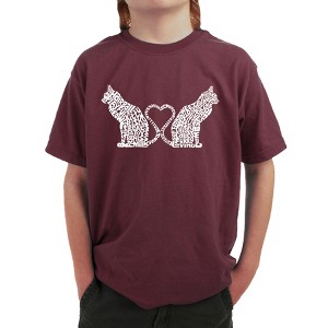 LA Pop Art Cat Tail Hearts - Boy's Word Art T-Shirt - 1 of 4