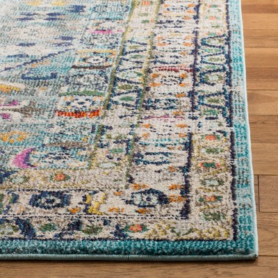 Monaco 5' x 5' Blue Floral Synthetic Square Rug