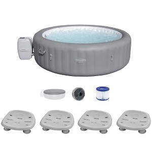 Bestway SaluSpa Grenada AirJet Inflatable Hot Tub with Set of 4 Underwater Non Slip Pool and Spa Seat with Adjustable Legs, Gray - 1 of 4