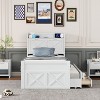 Okak Platform Bed Frame with Storage Headboard and 3 Drawers Wooden Platform Extendable Bed with Trundle and Outlets - 2 of 4