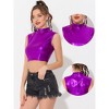 Allegra K Women's Metallic Crop Shiny Sleeveless Holographic Party Tank Tops - 2 of 4