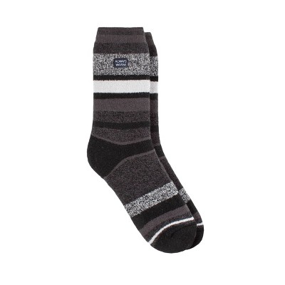 Always Warm by Heat Holders Men's Warmer Block Striped Crew Socks - Black 7-12