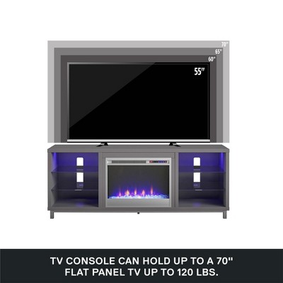 Lumina 65" Graphite Gray Media Console with Electric Fireplace