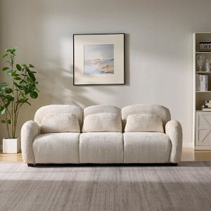 Christopher Knight Home Dorian 78'' Modern 3-Seater Rubberwood Upholstered Sofa with 3 Pillows - 1 of 4