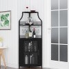Corner Bar Cabinet with LED Lighting - 5-Tier Industrial Wine Storage, Glass Holder & Mesh Doors - 3 of 4