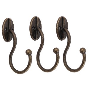 Unique Bargains Household Clothes Hat Coat Robe Metal Vintage Style Wall Mounted Single Hook Bronze Tone 3 Pcs - 1 of 4