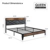 Bed Frame,Upholstered Headborad with Storage and Charing Station, Tufted Design, Steel Slats Support, No Box Spring Needed, Easy Assembly - 2 of 4