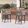 PURPLE LEAF Counter Height  Sunbrella Stools Set of 2 Modern Rattan Wicker with High Back Arms for Outdoor - 2 of 4