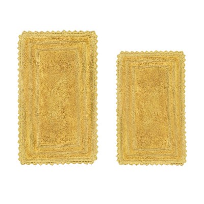 Yellow Cotton Crochet Reversible Bath Rug Set