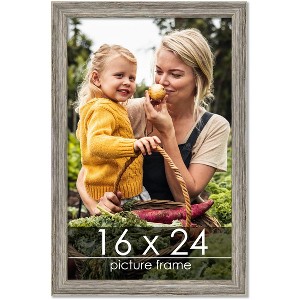 PosterPalooza | 16x24 Thin Barnwood Picture Frame, UV Acrylic, 2 Finishes - Grey and Black - 1 of 4