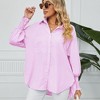 Coolmee Women's Striped Button Down Shirts Long Sleeve Smocked Cuffed Oversized Boyfriend Blouses Collared Work No Pockets Tops - 4 of 4