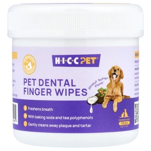 HICC Pet Pet Dental Finger Wipes, For Dogs & Cats, Peanut Butter, 50 Pieces - 1 of 4