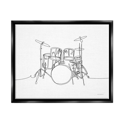 Stupell Industries Drum Kit Musician Line Doodle Framed Canvas