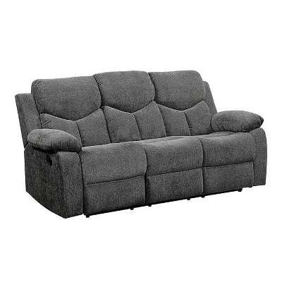 Kalen 78'' Gray Chenille Reclining Sofa with Cup Holders