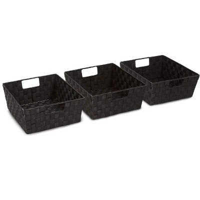 Sorbus Black Hand-Woven Polypropylene Storage Basket Set