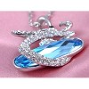 Anna-Kaci Large Faux Pearl Blue Crystal Rhinestones Pendant Necklace - image 4 of 4